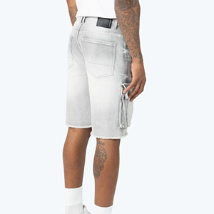 High Quality Summer <b>Men's</b> Solid Casual Denim Shorts Quick Dry Breathable 100% Polyester OEM Service <b>Men</b> Denim Shorts - Product Image 3