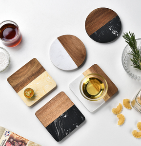 White <b>Gold</b> Black Luxury Hexagon Round square Natural Wood Wooden Marble <b>coaster</b> - Product Image 5