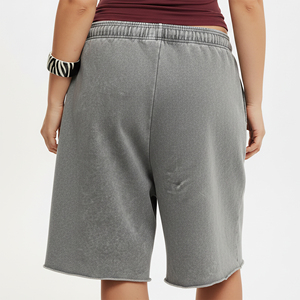 Nuevos shorts casuales de verano al por mayor personalizados para mujer, con logo impreso DTG, 100% algodón lavado, estilo hip hop. - Product Image 5