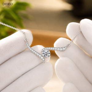 Collier en moissanite de qualité supérieure, élégant, à taille ronde, pour les fiançailles, cadeau, bijoux - Product Image 5