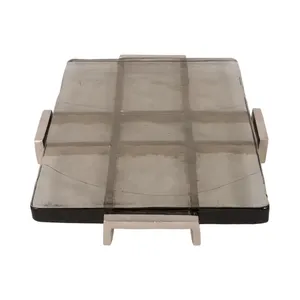 Square Glass Serving Tray With Metal Handles Minimalist Design Durable <b>Decorative</b> <b>Plate</b> - Product Image 1