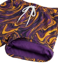 Shorts d'entraînement pour hommes, taille haute unie, avec cordon de serrage, en toile polyester/coton, imprimé numérique, coupe-vent, tricoté pour le sport - Product Image 3