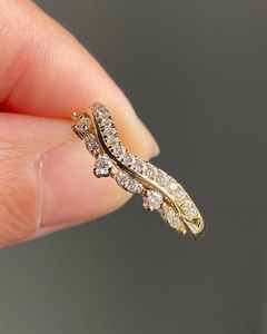 Crown Lab Grown Round Cut Diamond Curved <b>Stacking</b> Band Ring For Women's 14K Solid Gold Wedding Party Gift For Partners - Product Image 2