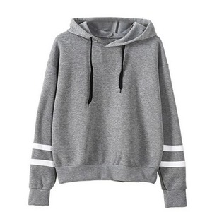 Custom Women Pullover Hoodie Burgundy Varsity Stripe Sleeve Drawstring Fleece Casual Oversized Unisex Hoodies Sweatshirt - Product Image 3