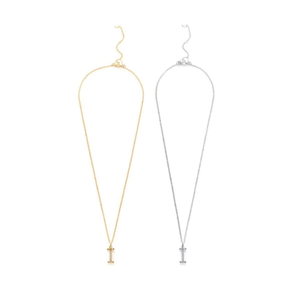 Collana con Ciondolo a Forma di Lettera I in Diamante, Acciaio Inossidabile, Tono Oro 18K e Argento, Gioielli Minimalisti alla Moda per Donne - Product Image 2