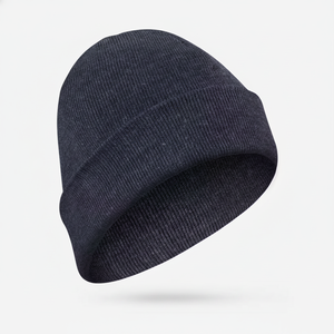 Unisex Solid Color Acrylic Beanie Ribbed Knit Winter Hat Casual <b>Style</b> 56-58CM <b>Head</b> Circumference Adult Size - Product Image 3