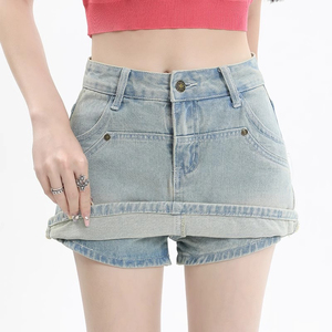 Falda Corta de Mezclilla para Mujer, Estilo Lápiz, Retro, Cintura Alta, Estilizadora, Casual, Moderna, Versátil, de Secado Rápido, Suave y Cómoda - Product Image 5