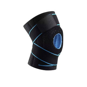 Genouillère de soutien noire avec bordure bleue, respirante en spandex, fermeture auto-agrippante, protection universelle unisexe toutes saisons - Product Image 2