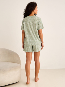 Pijamas de Algodón para Mujer, Nuevas, de Manga Larga, con Solapa, con Bolsillo, Estampado de Amor, Cómodas, Conjunto de Dos Piezas - Product Image 3