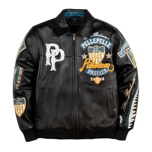 High Street Style Men's Genuine Leather <b>Canvas</b> <b>Jacket</b>-Breathable Turn-down Collar & Zipper Closure Winter Ready - Product Image 1