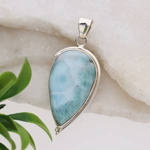 Handmade Pear Larimar Pendant 925 Sterling <b>Silver</b> Designer Jewelry Luxury Gift For Women Elegant Necklace - Product Image 3