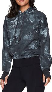 New Style Women's Cropped Fleece Printed Sweatshirt <b>Hoodie</b> Sublimated Crop <b>Hoodie</b> with <b>Thumb</b> <b>Holes</b> - Product Image 6