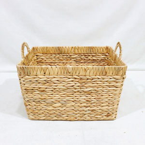 Natural Water Hyacinth <b>Basket</b> Vietnam Handwoven <b>Wicker</b> Storage Organizer with Handles Wholesale Supplier Factory Direct - Product Image 2