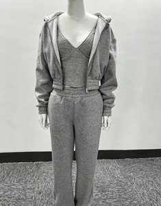Custom Luxury Designer Brand <b>Women</b> Clothing 2026 New Arrivals Solid Bra Hoodie and <b>Sweat</b> <b>Pants</b> 3 Piece Set <b>Women's</b> Tracksuit - Product Image 4