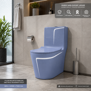 Inodoro de Diseño Elegante en Azul Pastel |   Inodoro Contemporáneo con Diseño Redondeado - Product Image 3