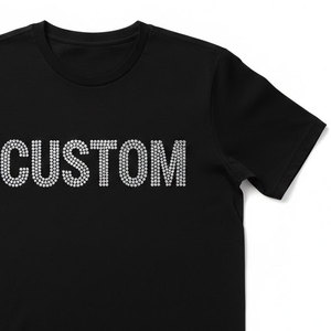 Camiseta Negra de Manga Corta con Cuello Redondo para Hombre, con Diseño de Letras Personalizadas con Pedrería, Corte Regular, Estilo Informal de Punto Jersey - Product Image 4