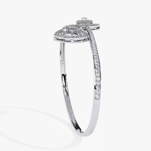 New White Moissanite Diamond Bracelet & <b>Bangle</b> Round in 18K White Gold Cut Jewelry - Product Image 2