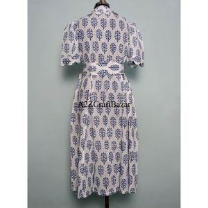 Robes midi décontractées en coton pour femmes avec poches, coupe confortable, pour tous les jours, tissu en coton doux à motif floral, design en forme de A - Product Image 6