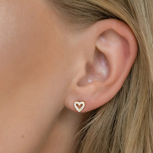 ต่างหูเพชรรูปหัวใจสีเหลืองทองที่เพาะเลี้ยงในห้องปฏิบัติการ - Product Image 4