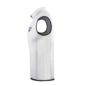 <b>Men's</b> <b>White</b> Water-Repellent Zip-Up <b>Vest</b> Sleeveless Jacket Stand Collar Lightweight Sporty ODM - Product Image 1