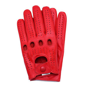 Beige Leather <b>Touch</b> <b>Screen</b> <b>Gloves</b> Full Finger Winter Driving Soft Grain Palm Split Cuff Casual Needle Detection Cashmere Lining - Product Image 1