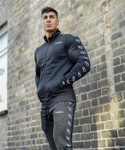 Winter Men's Training Wear Private Brand Designer Track Suit Embroidered Logo Zip <b>Up</b> Front Enclosure Zipper High Neck Sweat Suit - Product Image 2