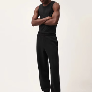 Débardeur tricoté noir sans manches à col rond pour homme – Style décontracté uni - Product Image 3