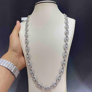 18mm iced cuban link <b>chain</b> 925 silver rhodium plated <b>necklace</b> moissanite <b>necklace</b> hip hop style moissanite <b>chain</b> - Product Image 4