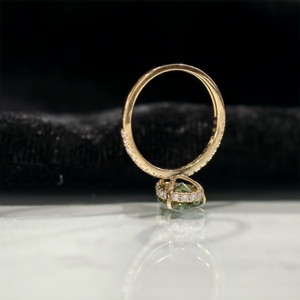 Anillo de Compromiso Aries Jewel Pave Band con Diamante Verde Corte Pera de 2 Quilates Cultivado en Laboratorio, Oro de 14K, con Certificado IGI, para Aniversario o Boda - Product Image 5