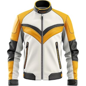 Nueva Chaqueta de Motociclista para Hombre, Elegante, de Cuero Genuino y Lona, con Cuello Alto, de Secado Rápido, Transpirable, Estampada, para Invierno - Product Image 1