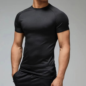 mens compression shirt short sleeve gym fitness athletic wear <b>tight</b> fit breathable quick dry stretch sports training wear - Product Image 1