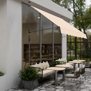 Tenda da Sole Retrattile Color Kaki con Telo in Poliestere Spalmato 200 cm x 120 cm x 200 cm-300 cm di Altezza, Installazione Autoportante per Ombreggiatura - Product Image 4