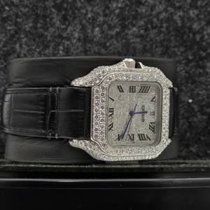 Reloj Mecánico Automático de Acero Inoxidable con Incrustaciones de Moissanita, Estilo Hip Hop - Product Image 2