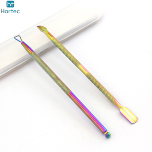 Good Quality Professional Rainbow Stainless Steel Cuticle <b>Nail</b> Pusher Set with Storage Case - 2-Piece Manicure <b>Tool</b> Kit - Product Image 6
