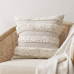 22 x 22 Inches Boho Cozy Cotton Cushion <b>Cover</b> – Oversized Decorative Square <b>Throw</b> Pillow for Sofa & <b>Bed</b> - Product Image 1