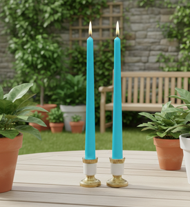 Ensemble de bougies coniques sans fumée en cire de paraffine faites à la main de qualité supérieure, 2 bleu caribéen pour salons, décorations de Noël, d'Halloween et de fêtes - Product Image 1