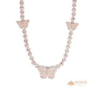 Collier pendentif papillon en moissanite plaqué or rose, bijoux de mode, collier à fine chaîne, New York City, look élégant et chic pour femmes - Product Image 1