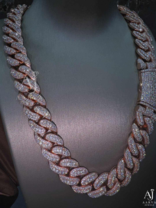 Collar de Cadena Cubana Chapado en Oro Rosa con Incrustaciones de Moissanita VVS y Colgante con Engaste de Garra, Joyería Hip Hop Unisex para Fiesta - Product Image 3