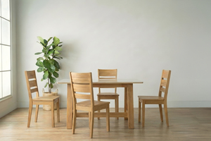 Natural Solid Malaysian Oak Dining <b>Chair</b> Vertical Slat <b>Back</b> Japandi Scandinavian KD Home Office Café - Product Image 4