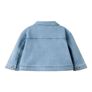 Chaqueta de Mezclilla Gruesa para Niñas, Color Azul Medio, Cálida, Transpirable, Mezcla de Algodón Orgánico, Ecológica, Venta al Por Mayor OEM - Product Image 4