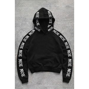 Sweat-shirts à capuche personnalisés pour hommes, avec bandes imprimées sur les manches, en coton épais, style streetwear, fabrication OEM, marque privée, vente en gros - Product Image 3