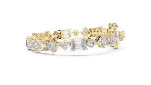 Bracelet tennis alterné en or massif 18 carats avec fermoir à maillons, diamant de laboratoire taille émeraude 20 carats, pour femme - Product Image 2