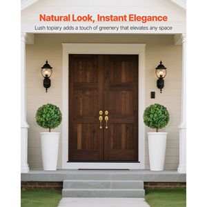 Árboles de boj artificiales de 27 pulgadas, juego de 2 arbustos falsos con estaca para suelo, plantas en maceta de árbol de seda de aspecto realista - Product Image 2