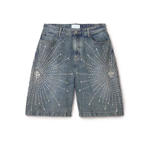 Pantalones Cortos de Algodón con Pedrería para Hombre, Diseño Brillante, Estilo Urbano, para Verano, Precio Accesible - Product Image 1