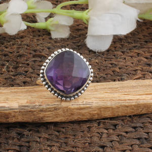 Natural Amethyst <b>Cushion</b> <b>Ring</b> 925 Sterling Silver Purple Gemstone <b>Ring</b> Wholesale Genuine <b>Cushion</b> Cut Amethyst Jewelry for Women - Product Image 4