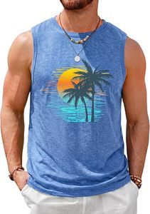Camiseta sin mangas de poliéster para hombre, cuello redondo, informal, transpirable, de punto, de secado rápido, con estampado por transferencia térmica - Product Image 4