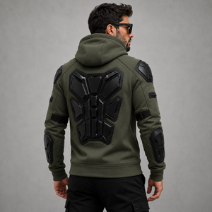 Sweat à capuche moto brodé coupe ample d'hiver avec fermeture éclair, armure renforcée, séchage rapide, polaire imperméable, pour trajets quotidiens et sécurité routière - Product Image 5