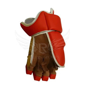 Gants de hockey sur glace en cuir de haute qualité à mouvement fluide, doigts entièrement protégés, sangle de poignet réglable, fermeture à lacets, pour usage en équipe, coutures sécurisées - Product Image 4