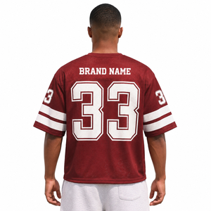 Maillot de football américain en maille rouge 100 % polyester respirant, personnalisable avec numéro, uniforme d'équipe, tenue d'entraînement, fournisseur OEM en gros - Product Image 2