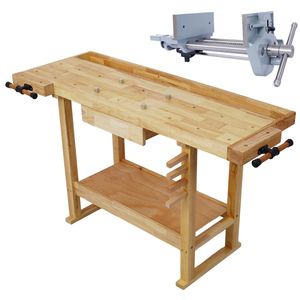 Banco da Lavoro per Falegnameria da 55 Pollici con Morsa ad Azione Rapida da 7 Pollici per Officina o Lavorazione del Legno Domestica - Product Image 1